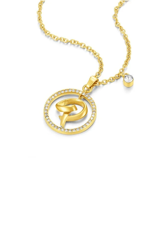 بوليس Police Volute Gold Plated Ladies Necklace With Crystals 20MM - PEJLN0004101