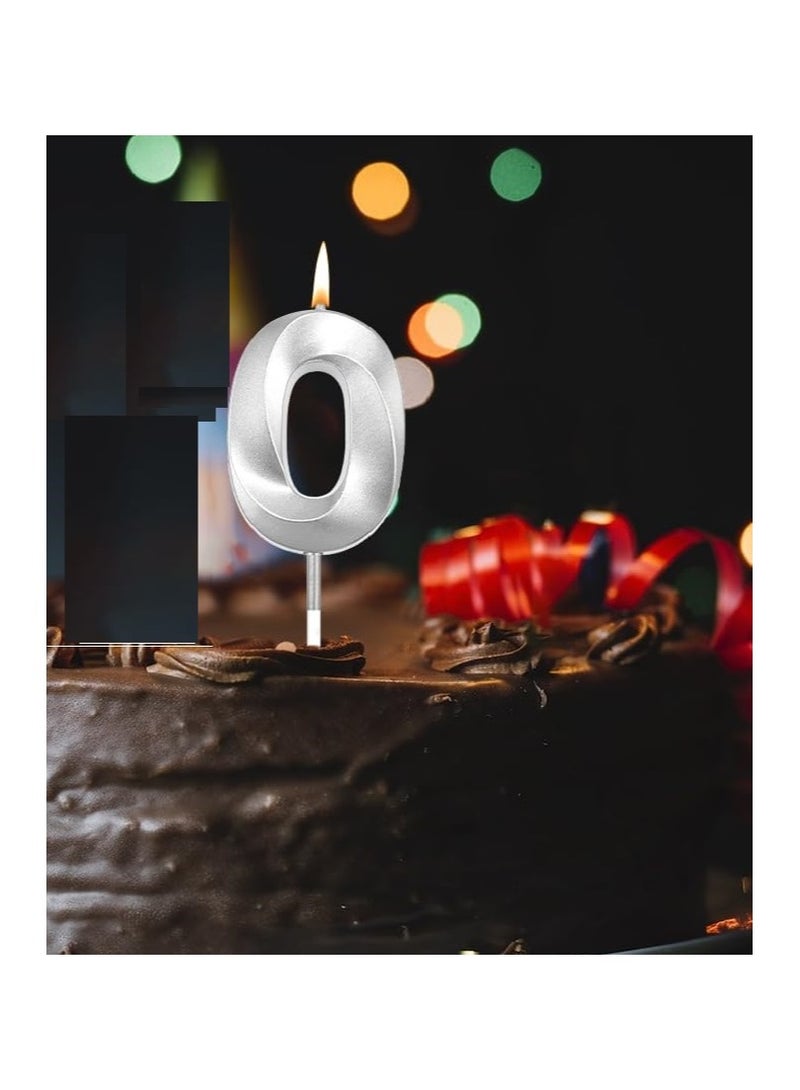 Home zone Silver Number Candles For Happy Birthday Cake and Party Number 0 - Image 3
