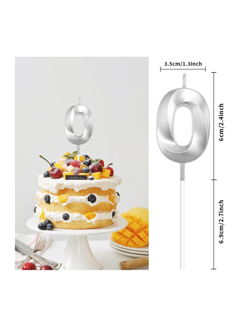 Home zone Silver Number Candles For Happy Birthday Cake and Party Number 0 - Image 2