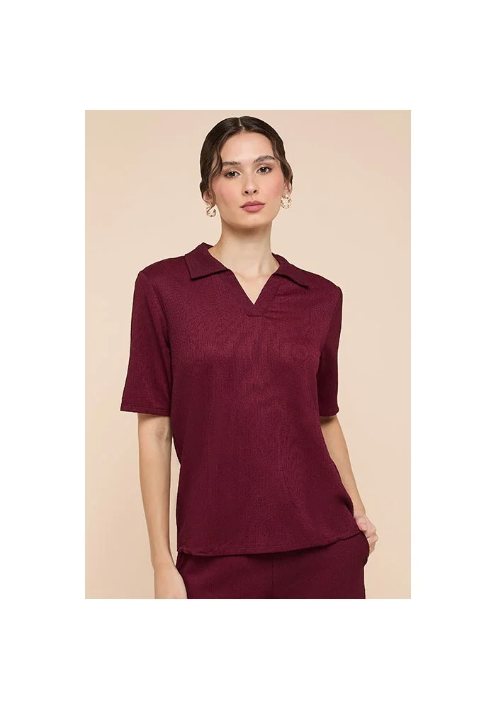 أر أند بي Textured Polo T-Shirt with Short Sleeves
