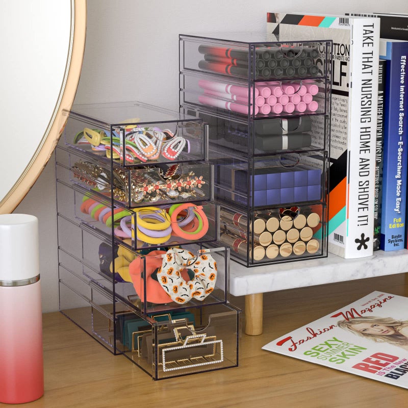 Noverlife Clear Containers for Hair Accessory Organizing, Plastic Hair Accessory Organizer Box with 5 Drawers, Hair Accessory Container, Storage Organization Drawers Set for Hair Ties Accessory - Image 4