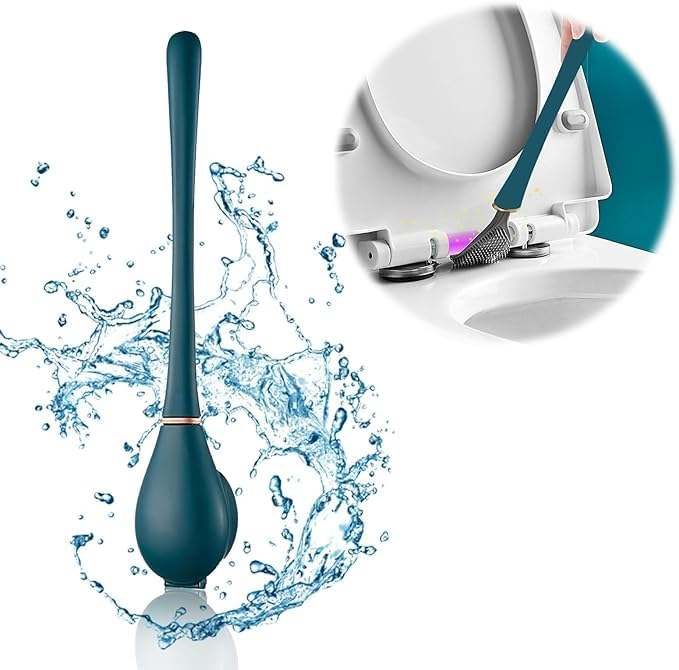 BBRAIMEN Silicone Toilet Brush with Holder Modern and Durable Non-Scratch Design for Easy Cleaning Silicone Toilet Brush Set with Ergonomic Handle for Bathroom Use (Pack of 1) - Image 1