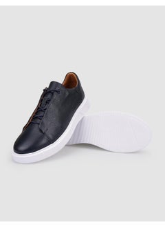 Harrow 100% Genuine Leather Navy Blue Rubber Laced Men's Sneakers  - Image 4