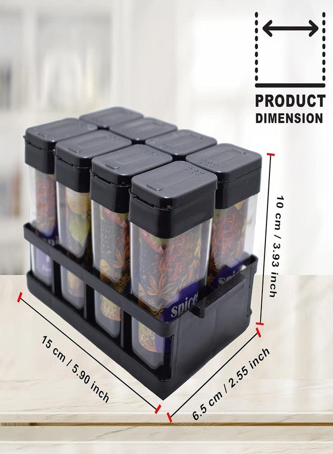 AACHEN Small 8 Pcs Sets Airtight Masala Box For Kitchen Masala Container For Kitchen Spice Jars Multi Storage Container For Spice Storage Container With Tray Spice Jars (Black) - Image 2