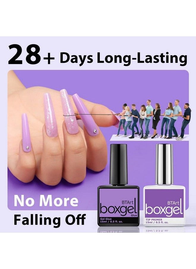 BTArtbox - Gel Nail Gl Ue And Tip Primer Set Btartbox Nail Tips Buff Effect Tip Primer And Long Lasting Super Strong 4 In 1 Gel Nail Glue For Acrylic Nails Cure Needed Uv Nail Glue For Press On Nails - Image 1