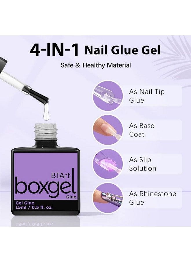 BTArtbox - Gel Nail Gl Ue And Tip Primer Set Btartbox Nail Tips Buff Effect Tip Primer And Long Lasting Super Strong 4 In 1 Gel Nail Glue For Acrylic Nails Cure Needed Uv Nail Glue For Press On Nails - Image 1