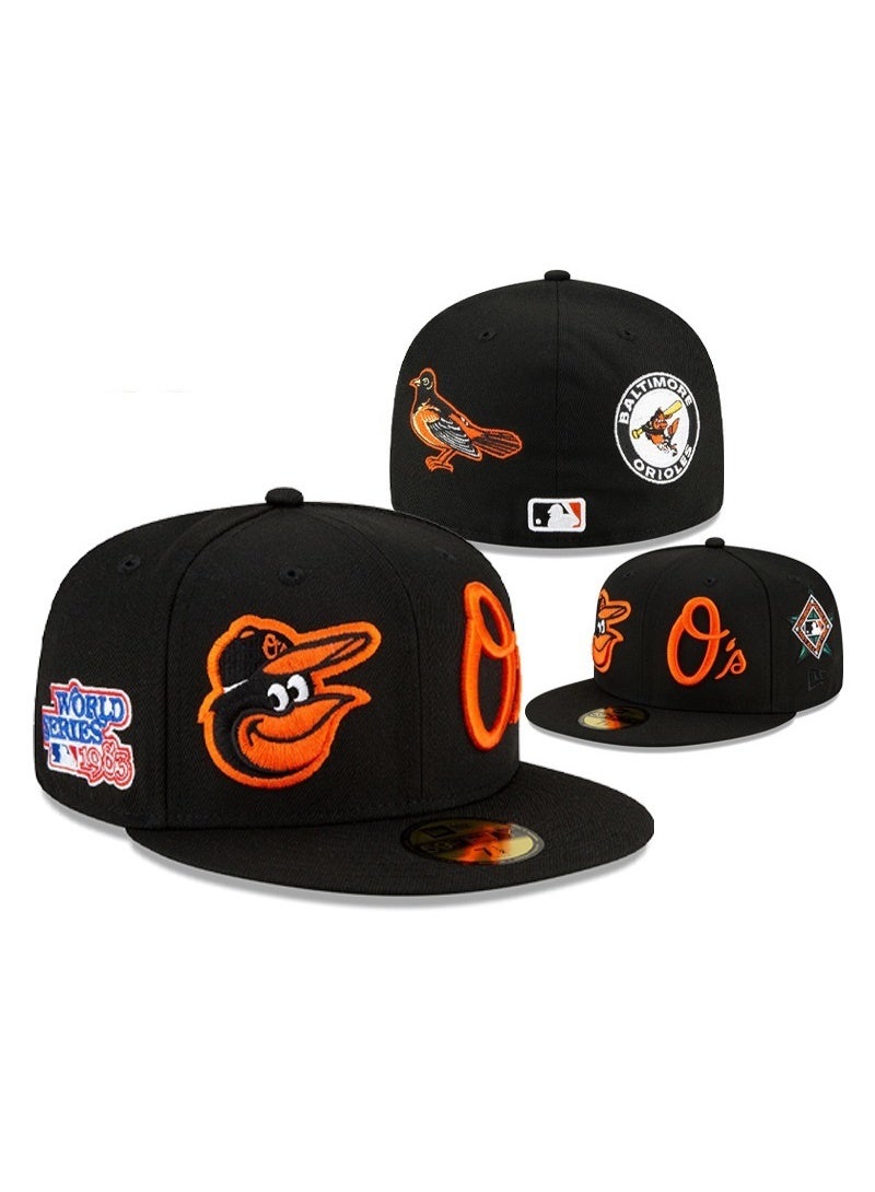 NEW ERA Baltimore Orioles Black Fitted Hat with Multi Logos