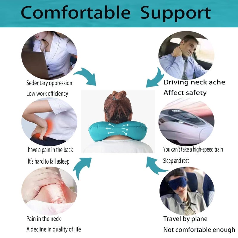 COYRASTH Air Inflatable UShape Travel Pillow Inflatable Travel Neck Pillow UShape Headrest Support for Office Train Car Airplane Neck Pillow - Image 4