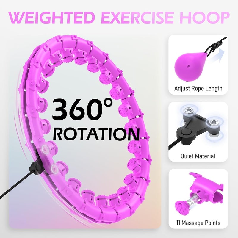 CHEENNY Fitness Weighted Hula Circle for Adults Weight Loss, Infinity Fitness Hoop Plus Size 51 Inch with Sweat Belt, Include 24 Detachable Links and Waist Trainer for Women(Design-2) - Image 3