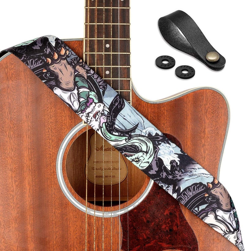 Rinastore Guitar Strap, Soft Shoulder Strap for Acoustic, Electric and Bass Guitars - Image 1