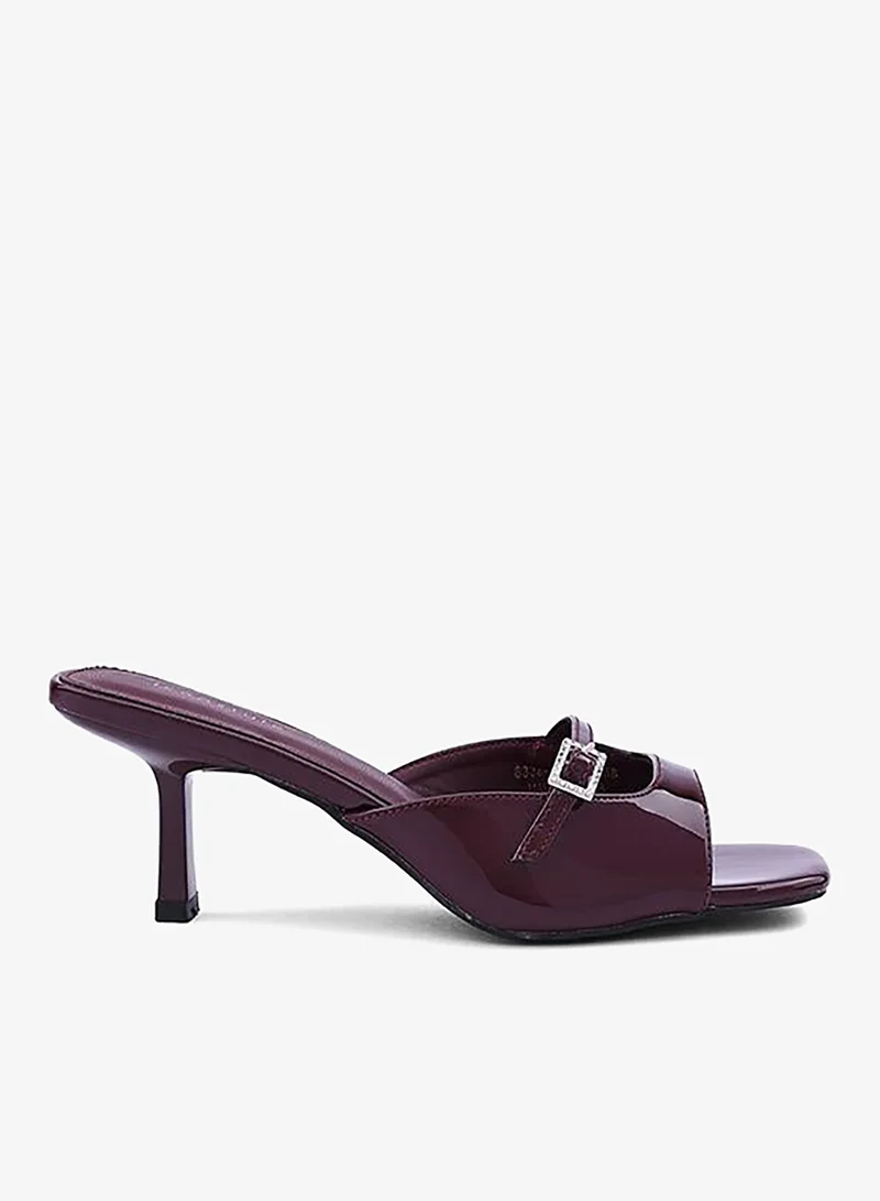 IconStyle Embroidered Open-Toe Mule Heels