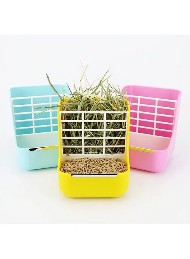 White 2 In 1 Slow Feed Hay Feeder For Rabbits Guinea Pigs Chinchillas Cage Mountable - Image 1