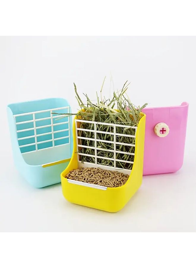 White 2 In 1 Slow Feed Hay Feeder For Rabbits Guinea Pigs Chinchillas Cage Mountable - Image 3