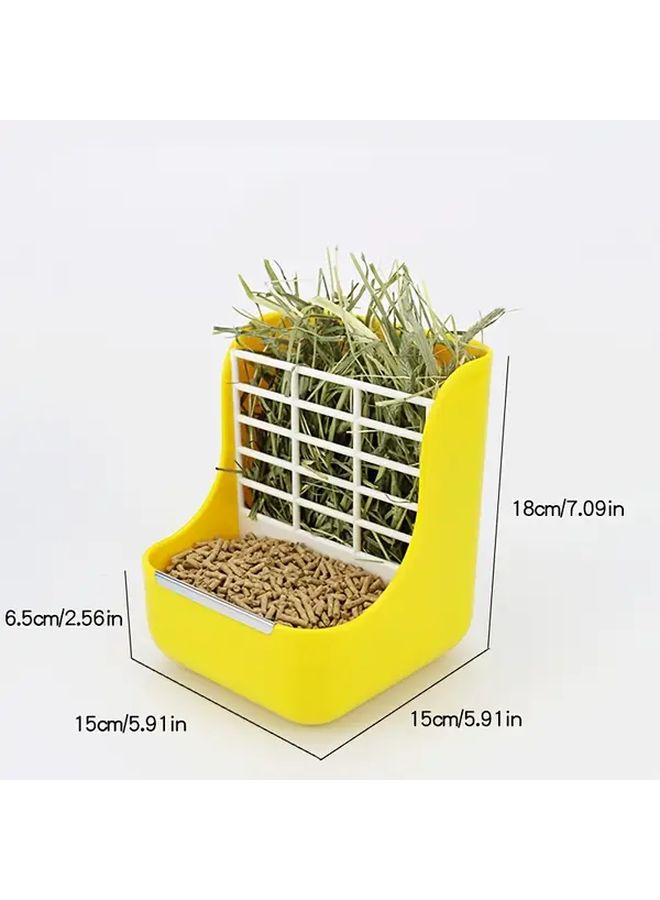 White 2 In 1 Slow Feed Hay Feeder For Rabbits Guinea Pigs Chinchillas Cage Mountable - Image 2
