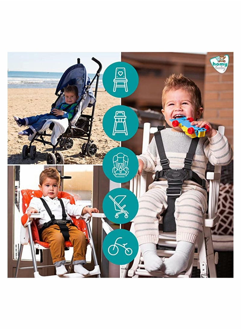 Excefore - High Chair Seat Belt 5 Point Harness Baby Chair Safety Belt Universal High Chair Seat Belt For Wooden High Chair Pushchair - Image 1