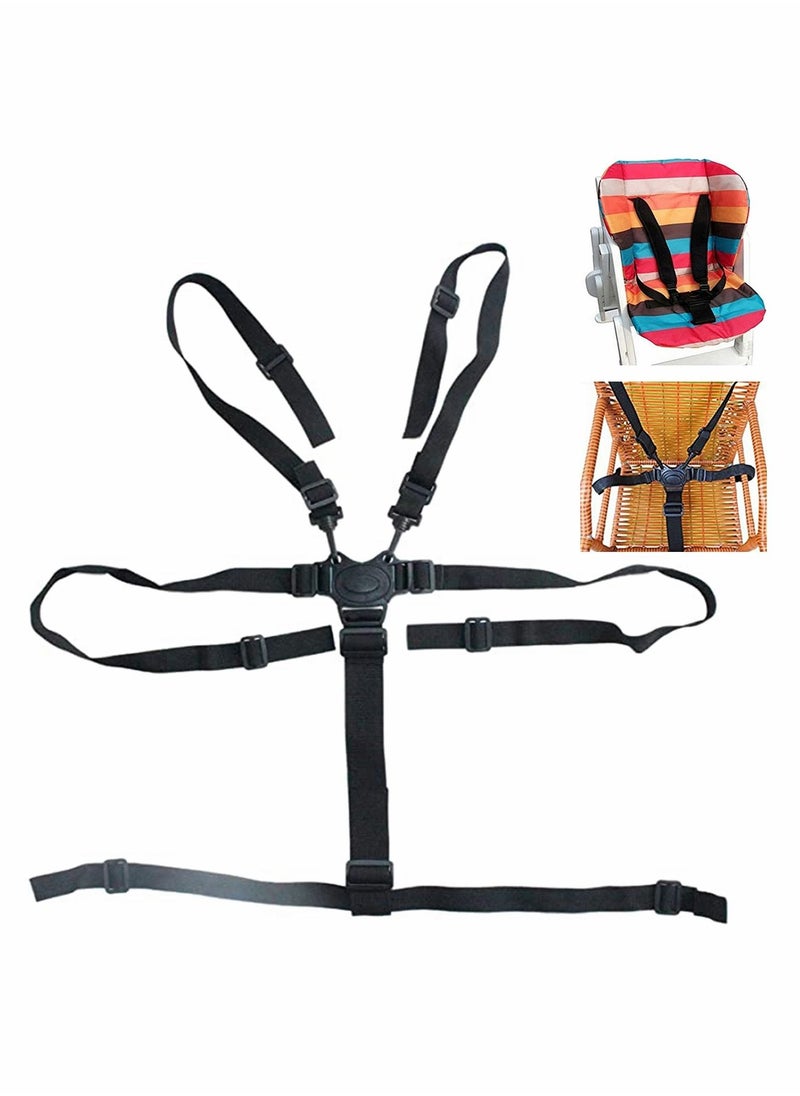 Excefore - High Chair Seat Belt 5 Point Harness Baby Chair Safety Belt Universal High Chair Seat Belt For Wooden High Chair Pushchair - Image 1