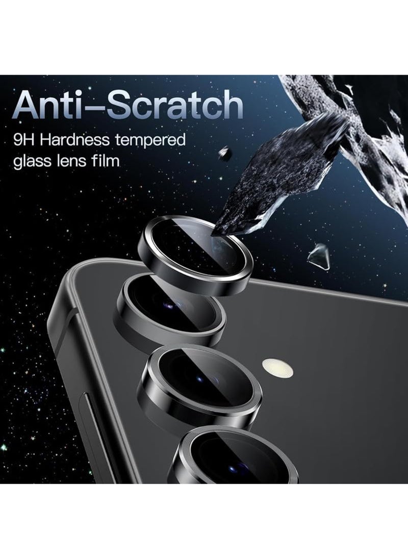 Waldic Samsung Galaxy S25 Plus Camera Lens Protector, Scratch-Resistant HD Clarity Ultra-Thin 9H Tempered Glass with Aluminium Edging, Individual Metal Lens Cover - Black  - Image 2