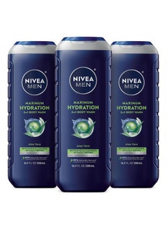 NIVEA MEN NIVEA MEN Maximum Hydration Body Wash with Aloe Vera, Long-Lasting Hydrating Body Wash for Men, 3 Pack of 16.9 Fl Oz Bottles  - Image 1