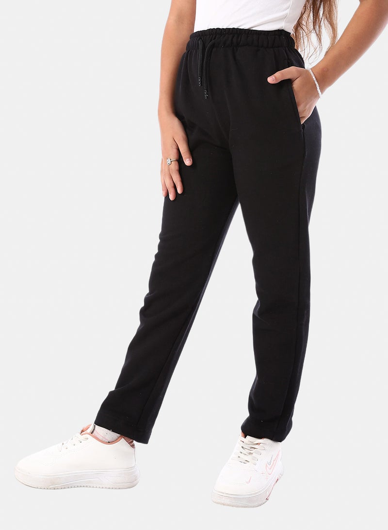 Andora Slash Pockets Cotton Girls' Pants - Black - Image 2