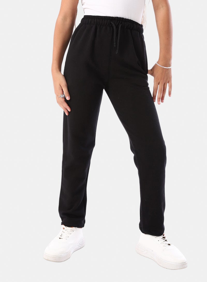 Andora Slash Pockets Cotton Girls' Pants - Black - Image 1
