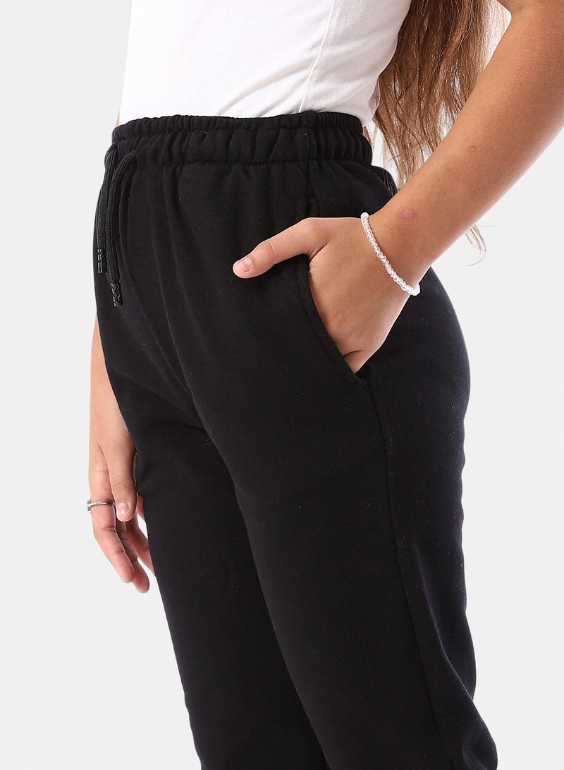 Andora Slash Pockets Cotton Girls' Pants - Black - Image 4