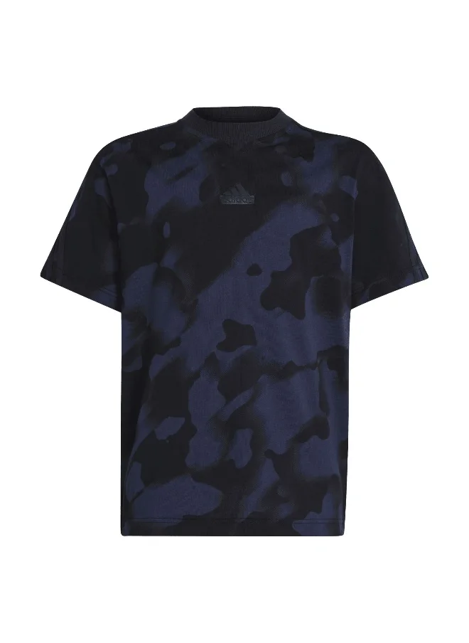 Adidas adidas J Fi Aop T Black Training T-Shirts 7-8Y