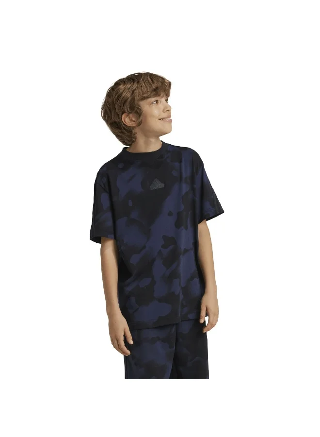 Adidas adidas J Fi Aop T Black Training T-Shirts 7-8Y