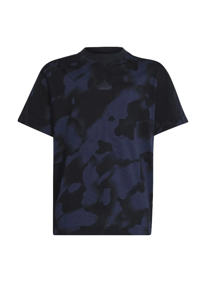 Adidas adidas J Fi Aop T Black Training T-Shirts 7-8Y
