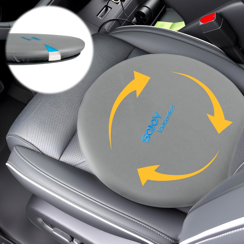 Sojoy iGelComfort Deluxe Gel Swivel Seat Cushion with Supportive Memory Foam 360 Degrees Rotating Seat Cushion for Home,Stool Chair,Officeï¼Œ13.5 Inches in Diameter,Dark Gray - Image 3