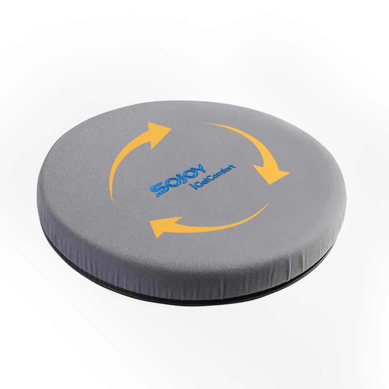 Sojoy iGelComfort Deluxe Gel Swivel Seat Cushion with Supportive Memory Foam 360 Degrees Rotating Seat Cushion for Home,Stool Chair,Officeï¼Œ13.5 Inches in Diameter,Dark Gray - Image 1