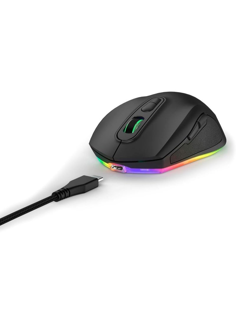 uRage | Gaming Mouse Reaper 340 Wired Mouse with 7 Programmable Buttons Up to 8000 DPI Super Light 77g Weight RGB Lighting Gaming Software (Black) - Image 1