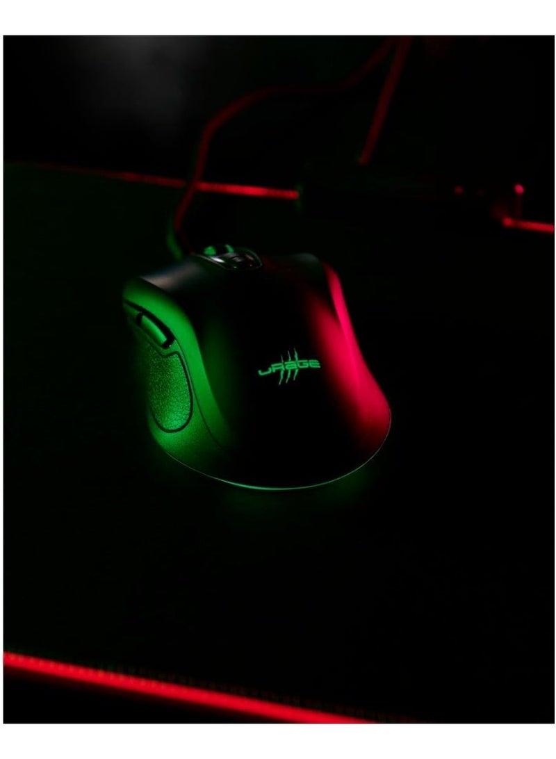 uRage | Gaming Mouse Reaper 340 Wired Mouse with 7 Programmable Buttons Up to 8000 DPI Super Light 77g Weight RGB Lighting Gaming Software (Black) - Image 4