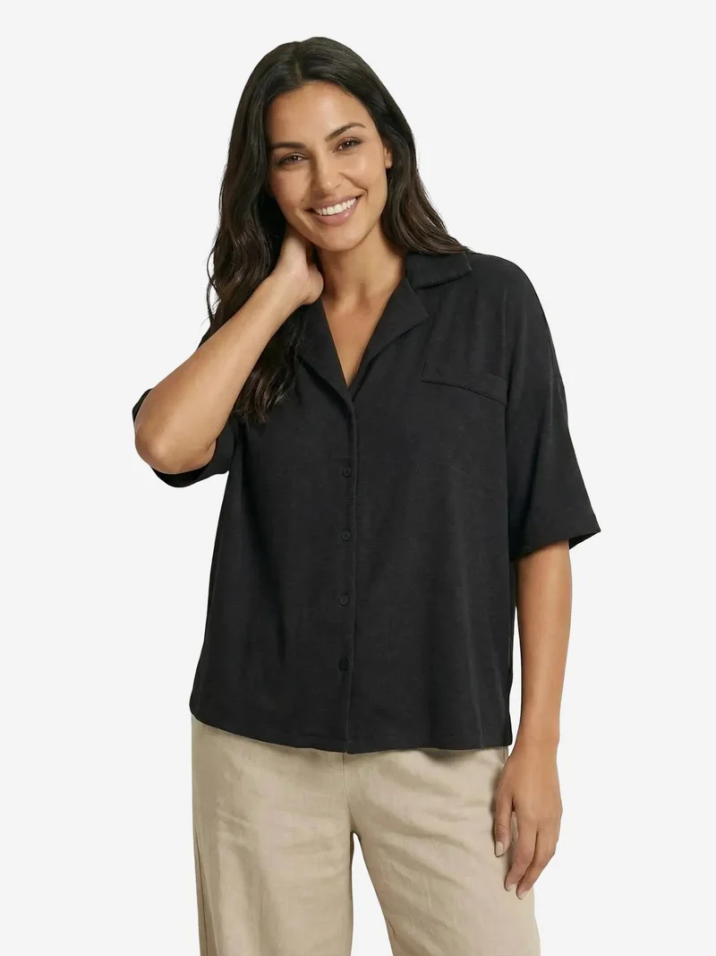 My Fashion Black MY FASHION Relaxed Fit Button-Up Shirt for Women | Best Price UAE