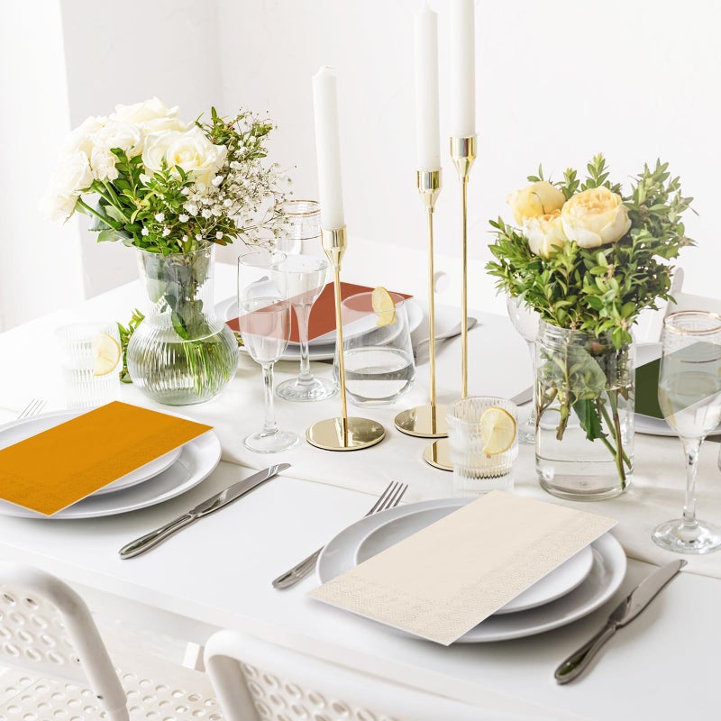 Whaline 120Pcs Modern Boho Guest Napkins Sage Green Pink Orange Brown Paper Napkins Disposable Hand Napkin Towel for Bride Wedding Baby Shower Party Supplies - Image 5