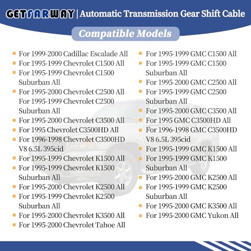 Getfarway كابل نقل الحركة الأوتوماتيكي Getfarway 15037353 متوافق مع شيفروليه C1500 C2500 C3500 وجي إم سي يوكون - Image 2