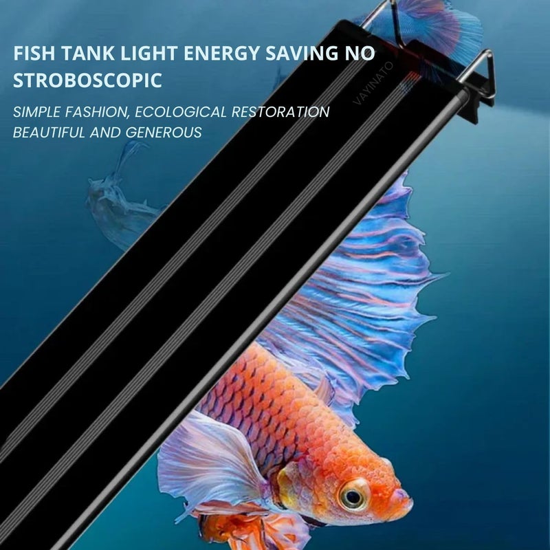 VAYINATO ® ضوء LED لحوض السمك (أزرق + أبيض)، ضوء LED بنمط لون واحد، ضوء أسود فائق النحافة لحوض المياه العذبة والمالحة | مقاوم للماء مع حامل قابل للتعديل من Petzlifeworld (LY-50S (50 إلى 60 سم)) - Image 4