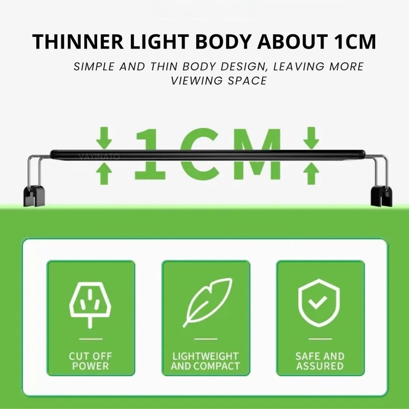 VAYINATO ® ضوء LED لحوض السمك (أزرق + أبيض)، ضوء LED بنمط لون واحد، ضوء أسود فائق النحافة لحوض المياه العذبة والمالحة | مقاوم للماء مع حامل قابل للتعديل من Petzlifeworld (LY-50S (50 إلى 60 سم)) - Image 2