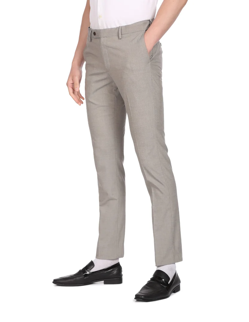 Arrow  Hudson Tailored Fit Oxford Trousers for Men | Best Price UAE