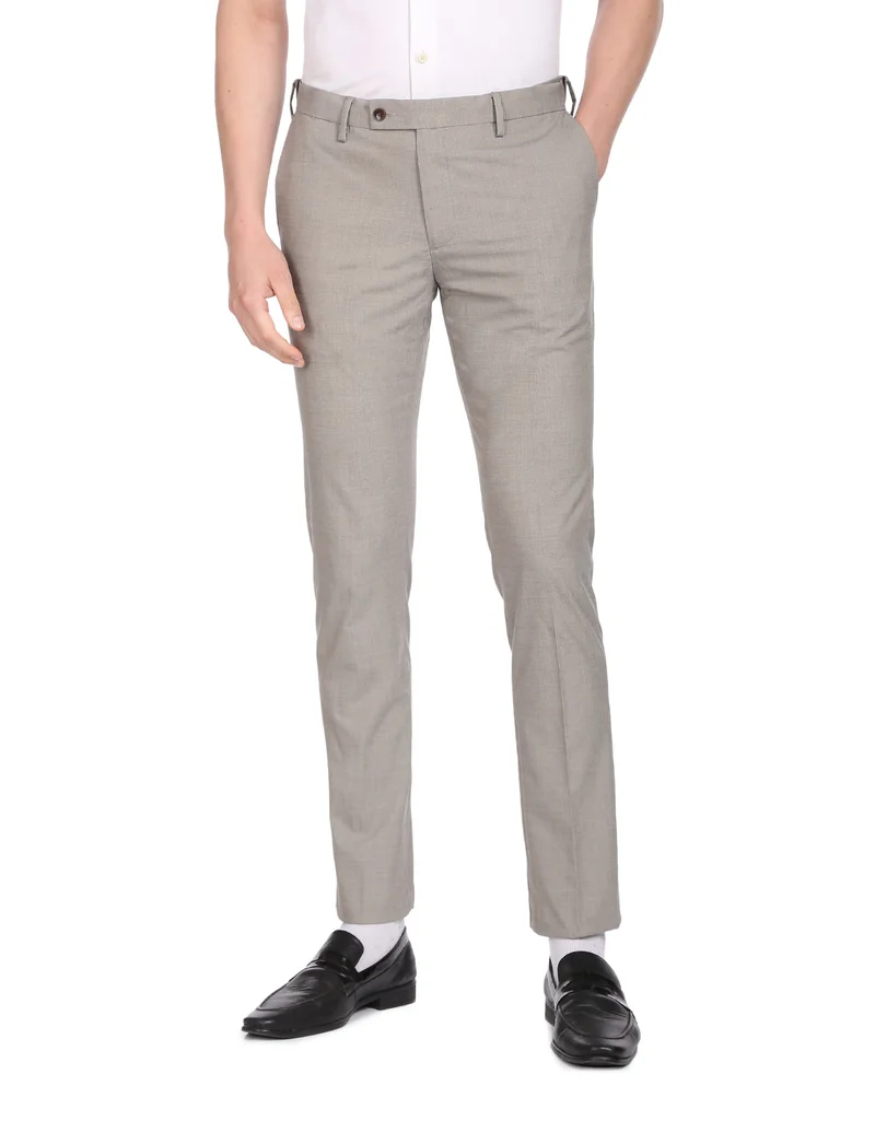Arrow  Hudson Tailored Fit Oxford Trousers for Men | Best Price UAE