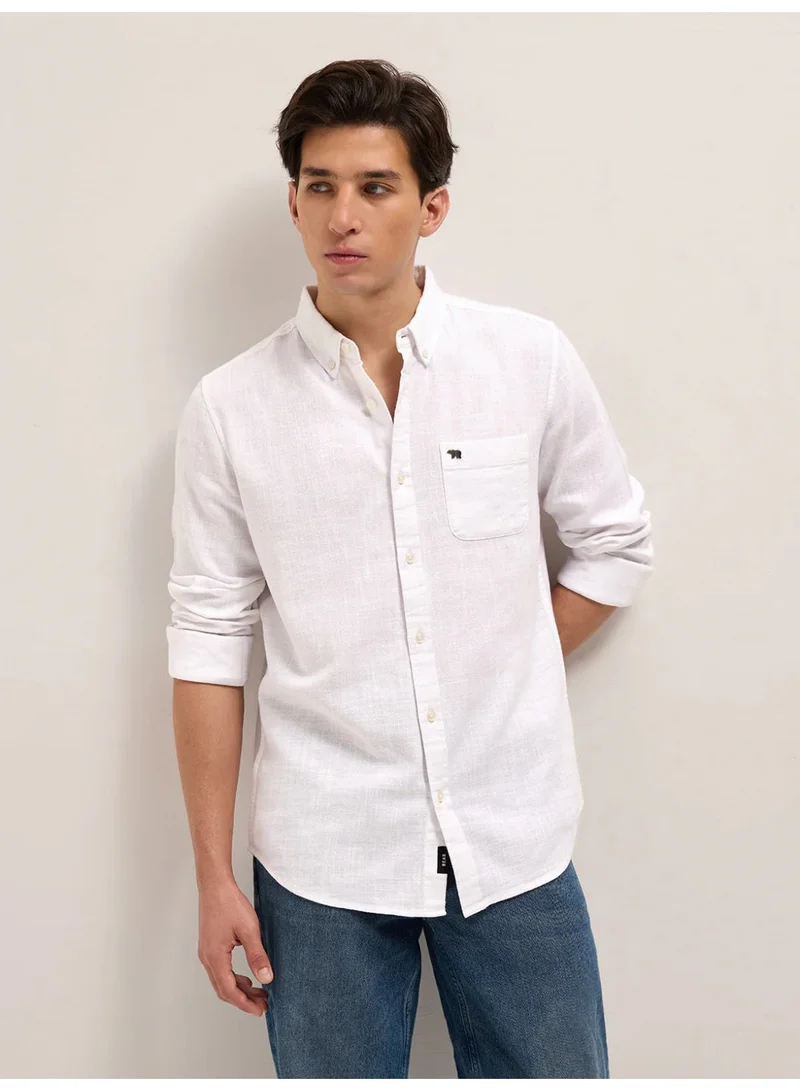 THE BEAR HOUSE Men’s Long Sleeve Shirt – Classic, Comfortable and Stylish Essential for Work, Travel or Casual Outings