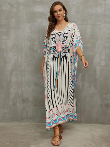 IMAGEKOPE Kaftan Dresses for Women Plus Size Bathing Suit Cover up Caftan Maxi Beach Dresses - Image 3