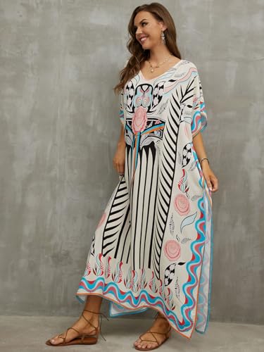 IMAGEKOPE Kaftan Dresses for Women Plus Size Bathing Suit Cover up Caftan Maxi Beach Dresses - Image 2