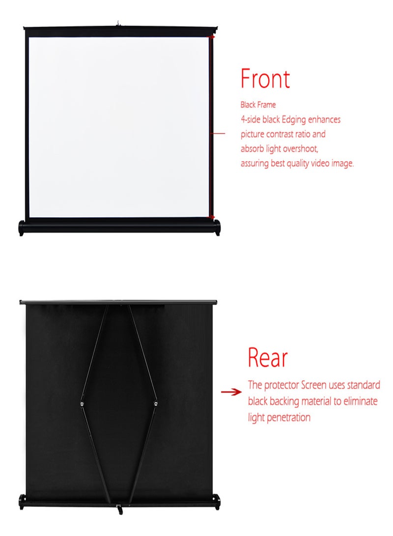 40-inch HD Projection Screen Manual Pull Up Folding Tabletop Projecting Screen Aspect Ratio 4:3 Portable Projection Screen for DLP Projector Handheld Projector  - Image 5