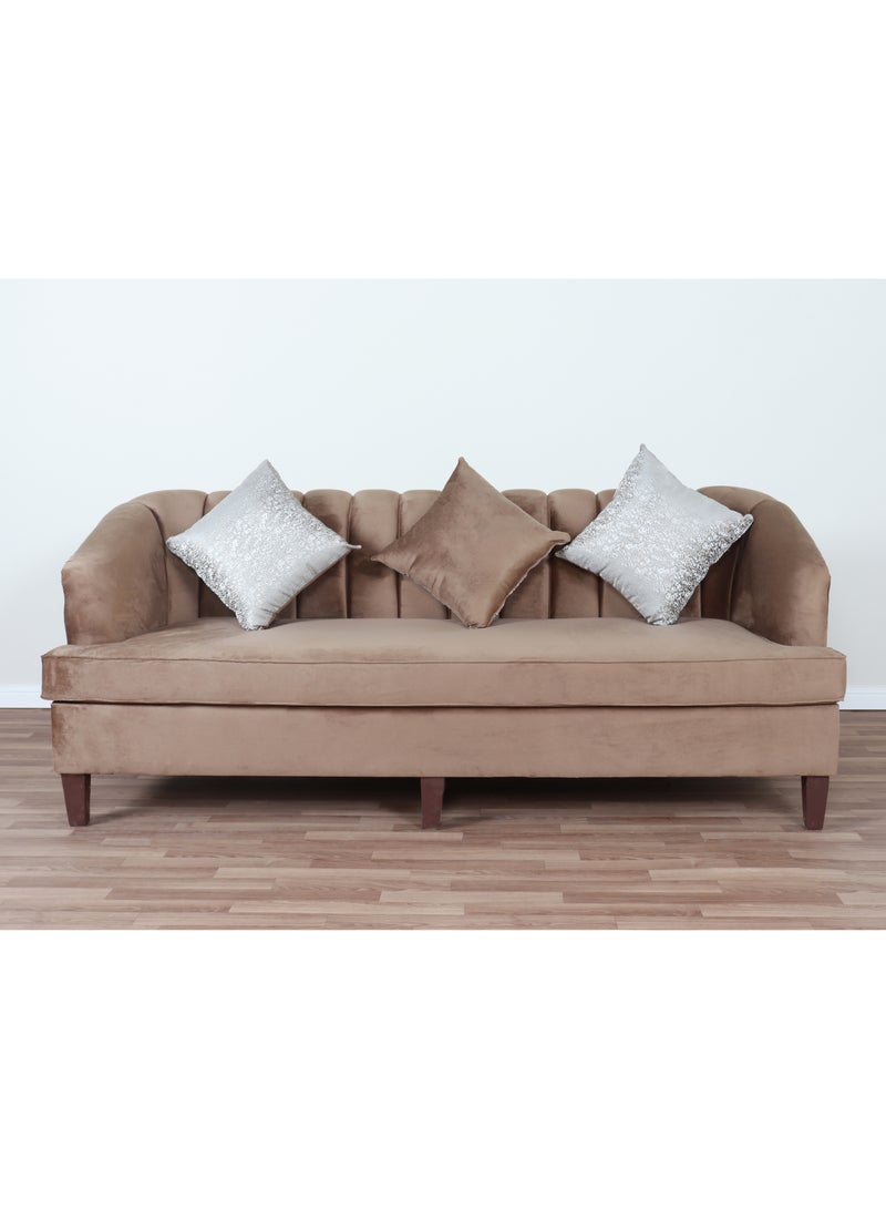 HOMEVEO Elegant and comfortable living room set with luxurious design 4 pieces - 7 seats - 3-seater sofa - 2-seater sofa - 2 brown single chairs 200x63x80 cm  - Image 2