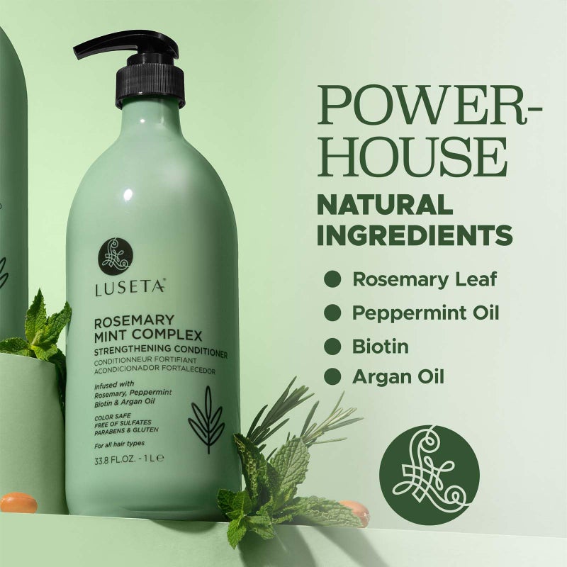 L LUSETA Luseta Rosemary Mint Strengthening Conditioner Moisturizing and Nourishing Damaged Hair Thickening Shampoo for Thinning Hair, Detangles Strands and Add Shine for All Hair Types, Sulfate Free 33.8oz - Image 2