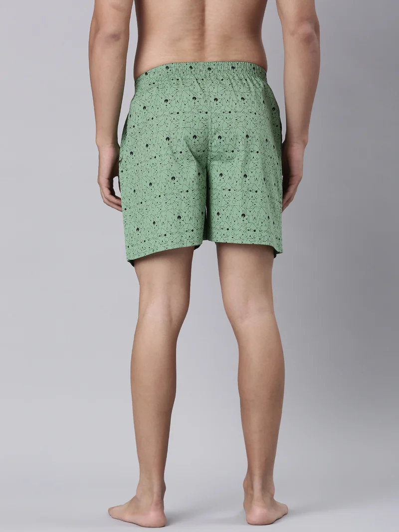 Joven Men Printed Pure Cotton Side Pocket Boxers Pack of 2