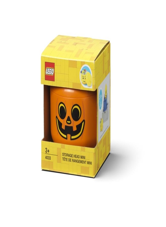 Room Copenhagen LEGO Storage Head (Mini) - Pumpkin - 4 x 4.5 Inches (10.2 x 11.5 cm) - Stackable Plastic Storage Box with Lid for Kids' Toy Organizer and Room Decor - Image 1