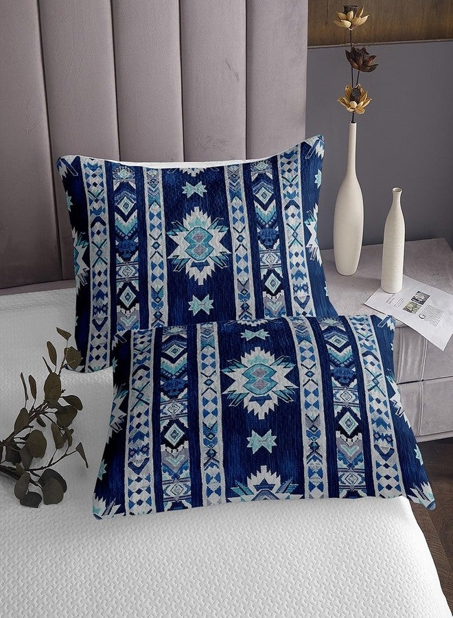 Feelyou غطاء سرير أزرق داكن من فيلييو، مقاس كوين، بتصميم هندسي مبطن للأطفال، مناسب للأولاد والمراهقين، بنمط قبلي مميز مستوحى من السكان الأصليين لأمريكا. طقم غطاء سرير مخطط ومبطن، ديكور غرفة نوم. - Image 4