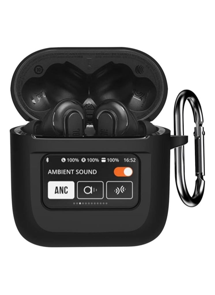Generic - Cover For JBL Tour Pro 2, Soft Silicone Shockproof Protective Skin Case for JBL Tour Pro 2 Wireless Earbuds 2023 with Keychain, LCD Touch Screen Visible (Black) - Image 1