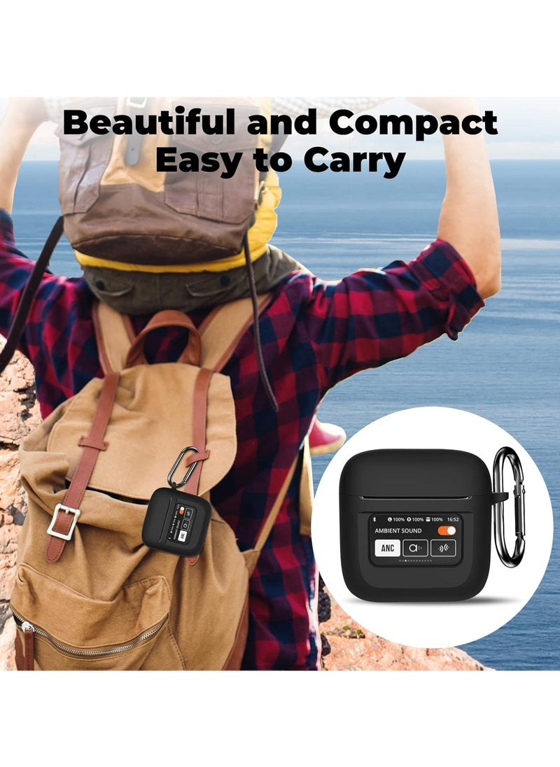 Generic - Cover For JBL Tour Pro 2, Soft Silicone Shockproof Protective Skin Case for JBL Tour Pro 2 Wireless Earbuds 2023 with Keychain, LCD Touch Screen Visible (Black) - Image 1